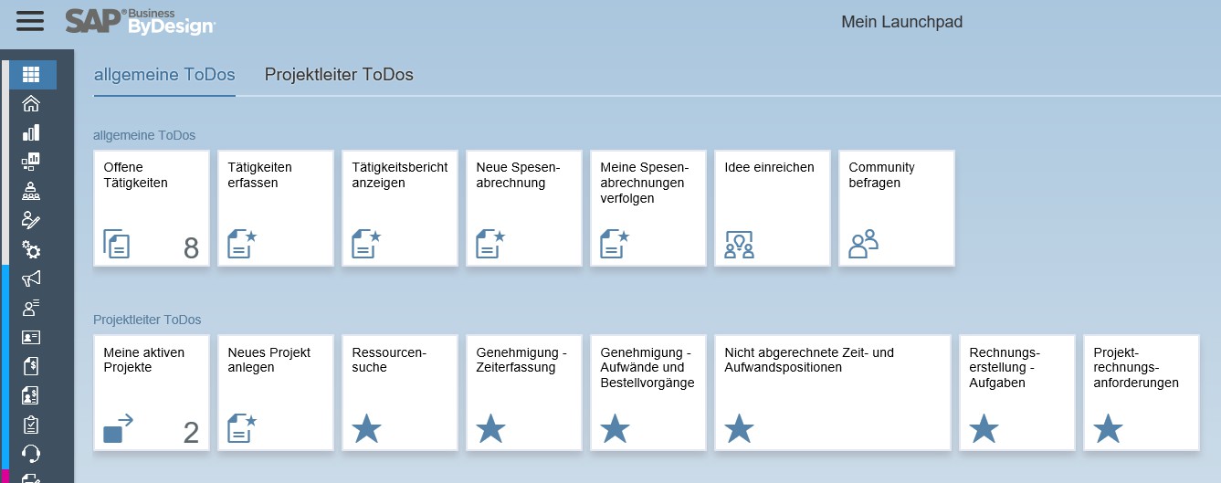 SAP Business ByDesign - HTML5 - mein Launchpad