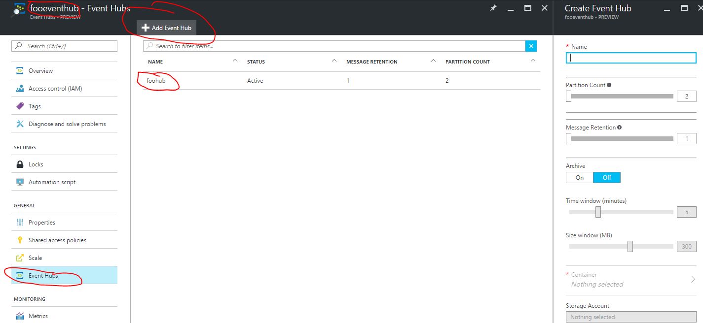Event Hub anlegen Schritt 4