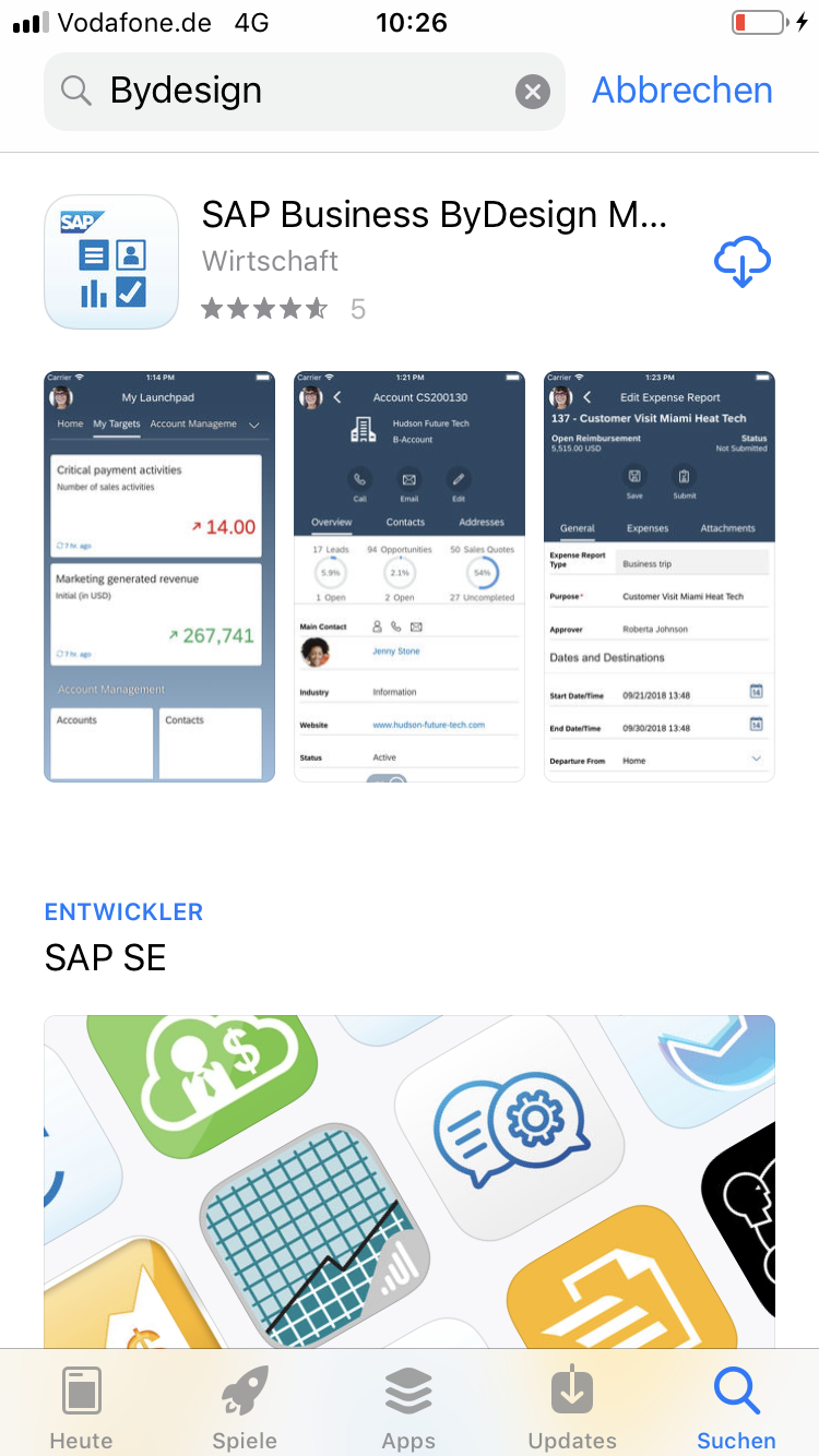 Apple App Store - SAP Business ByDesign Mobile App