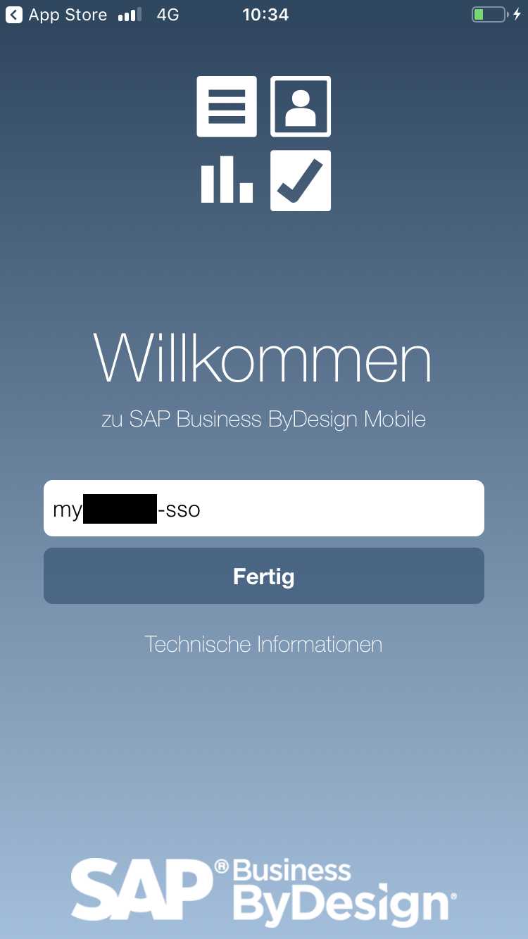 SAP Business ByDesign Mobile App - Eingabe System-URL