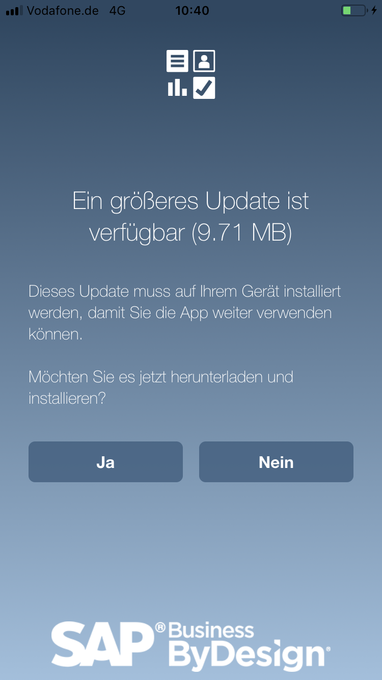 SAP Business ByDesign Mobile App - Download Update