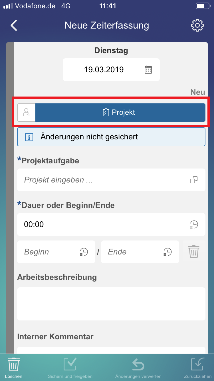 SAP Business ByDesign Time Recording App - Erfassung von Projektzeiten